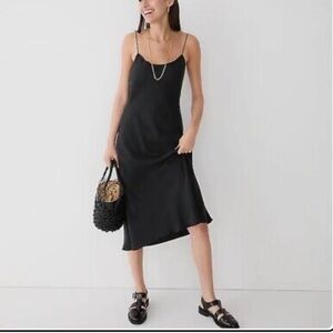 J crew Gwyneth Black Cupro Slip Dress